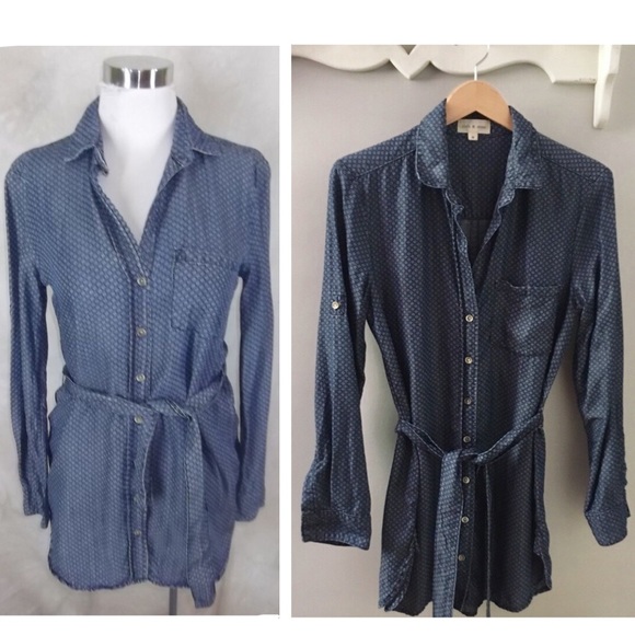 NWOT Cloth & Stone Belted Chambray Shirt Dress - Picture 3 of 7